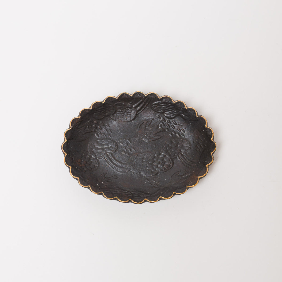 前田葉子-楕円菓子皿・黒