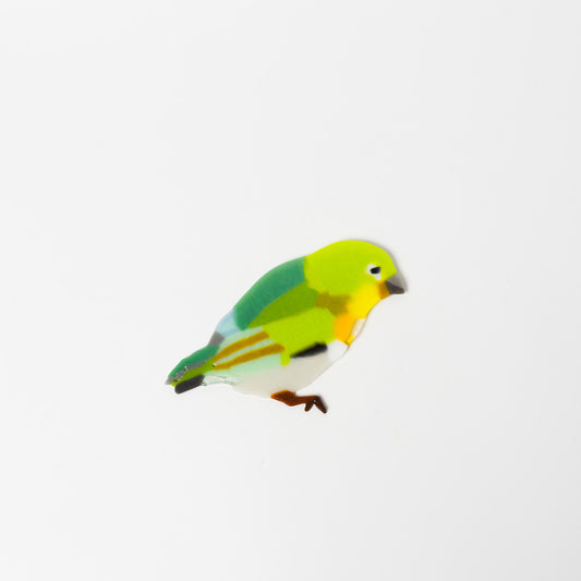 荒井美乃里-ガラスの壁飾り「メジロ」