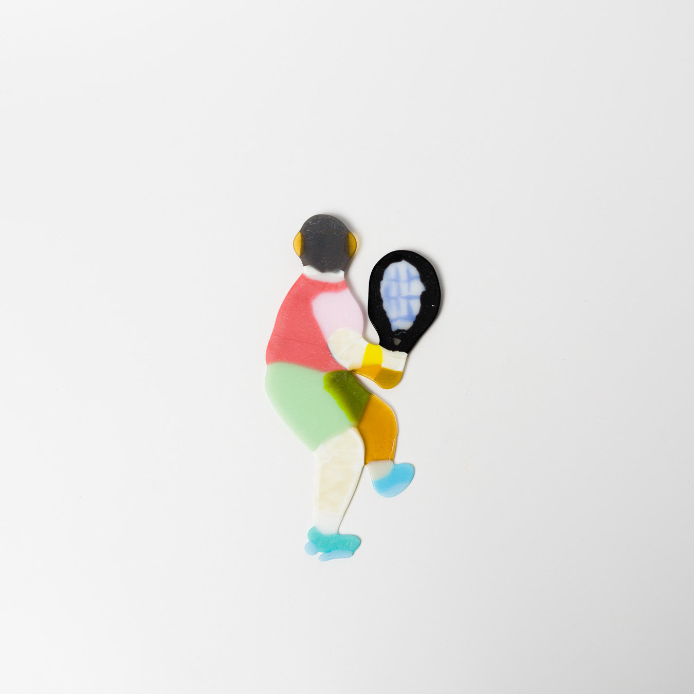 荒井美乃里-ガラスの壁飾り「テニスプレーヤー」