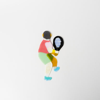 荒井美乃里-ガラスの壁飾り「テニスプレーヤー」