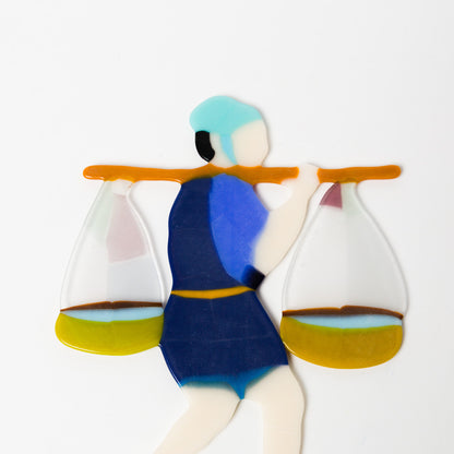 荒井美乃里-ガラスの壁飾り「ぼてふり」