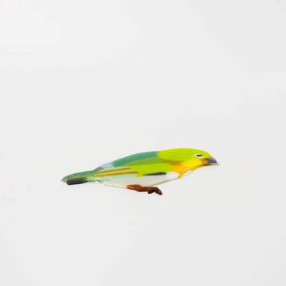 荒井美乃里-ガラスの壁飾り「メジロ」