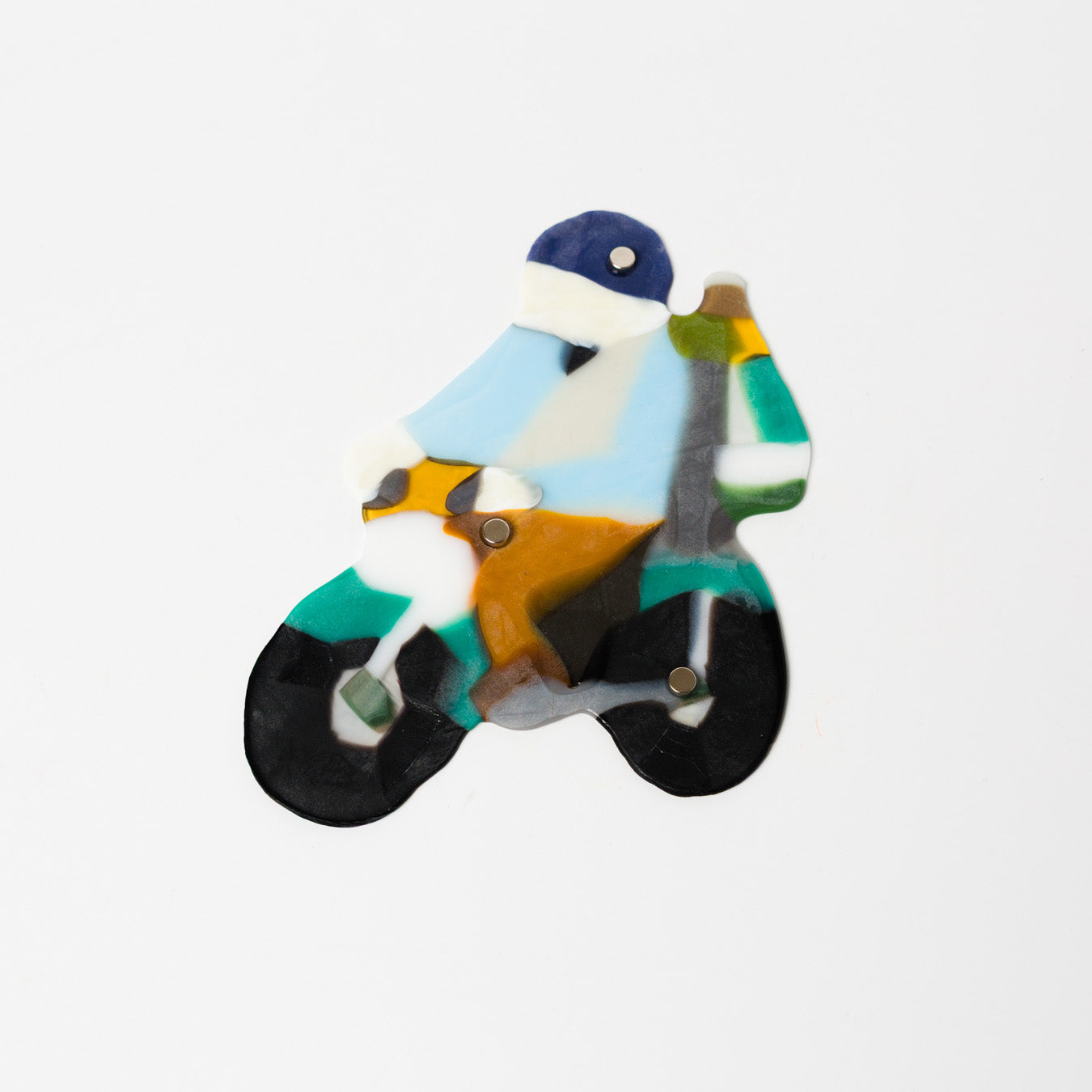 荒井美乃里-ガラスの壁飾り「出前スクーター」