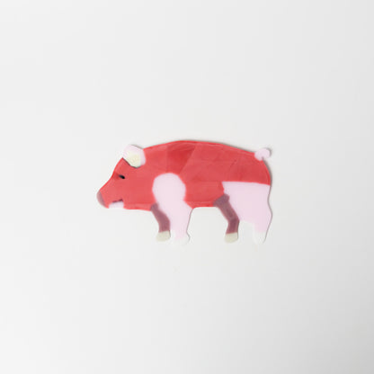 荒井美乃里-ガラスの壁飾り「ブタ」