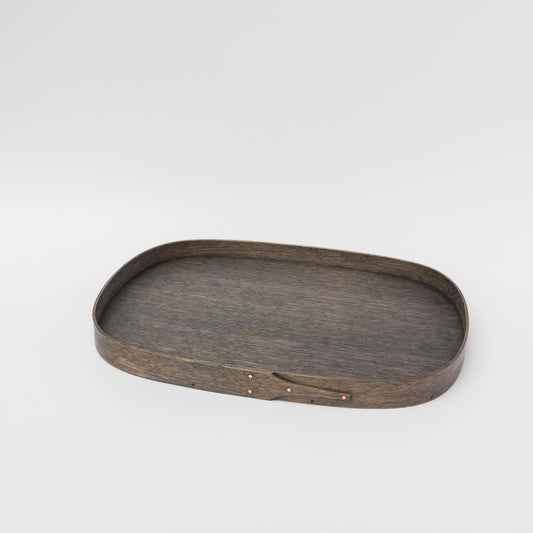フナハシトモハル-角丸トレイ（大）-鉄媒染