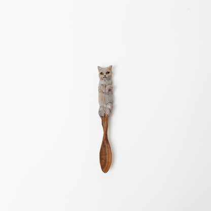 クロミヤアイ-木彫りの猫スプーン-B-1