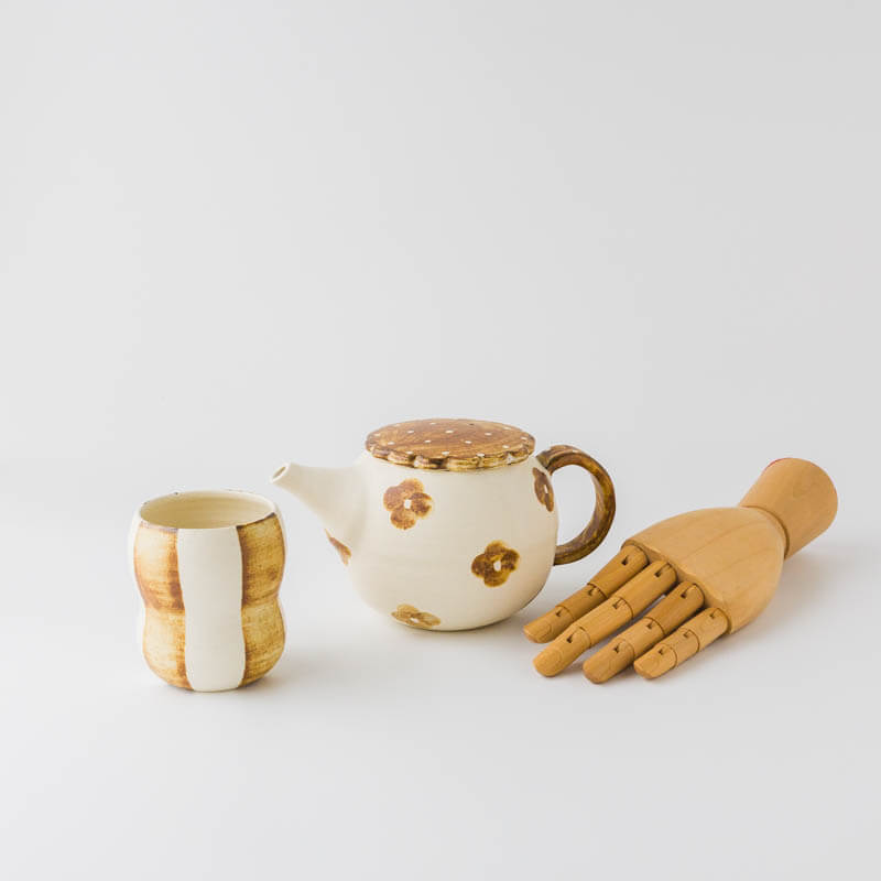 ひつじのてしごと 前田祥子-だるまカップ-シマ-茶