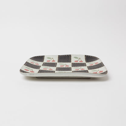 三ッ持啓-sakurambo x stitch 正方皿（市松）
