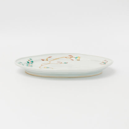 中町いずみ-8寸オーバル皿 色絵ボタニカB