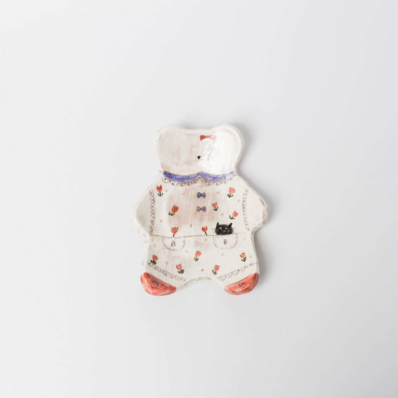 高須愛子-シロクマ皿-小花柄