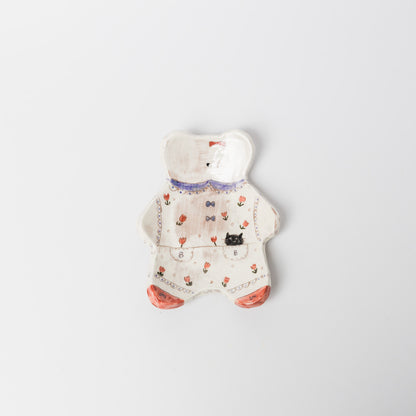 高須愛子-シロクマ皿-小花柄