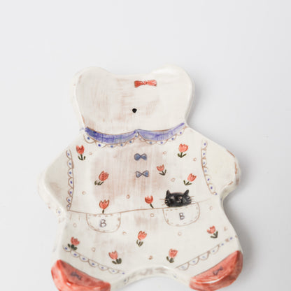 高須愛子-シロクマ皿-小花柄