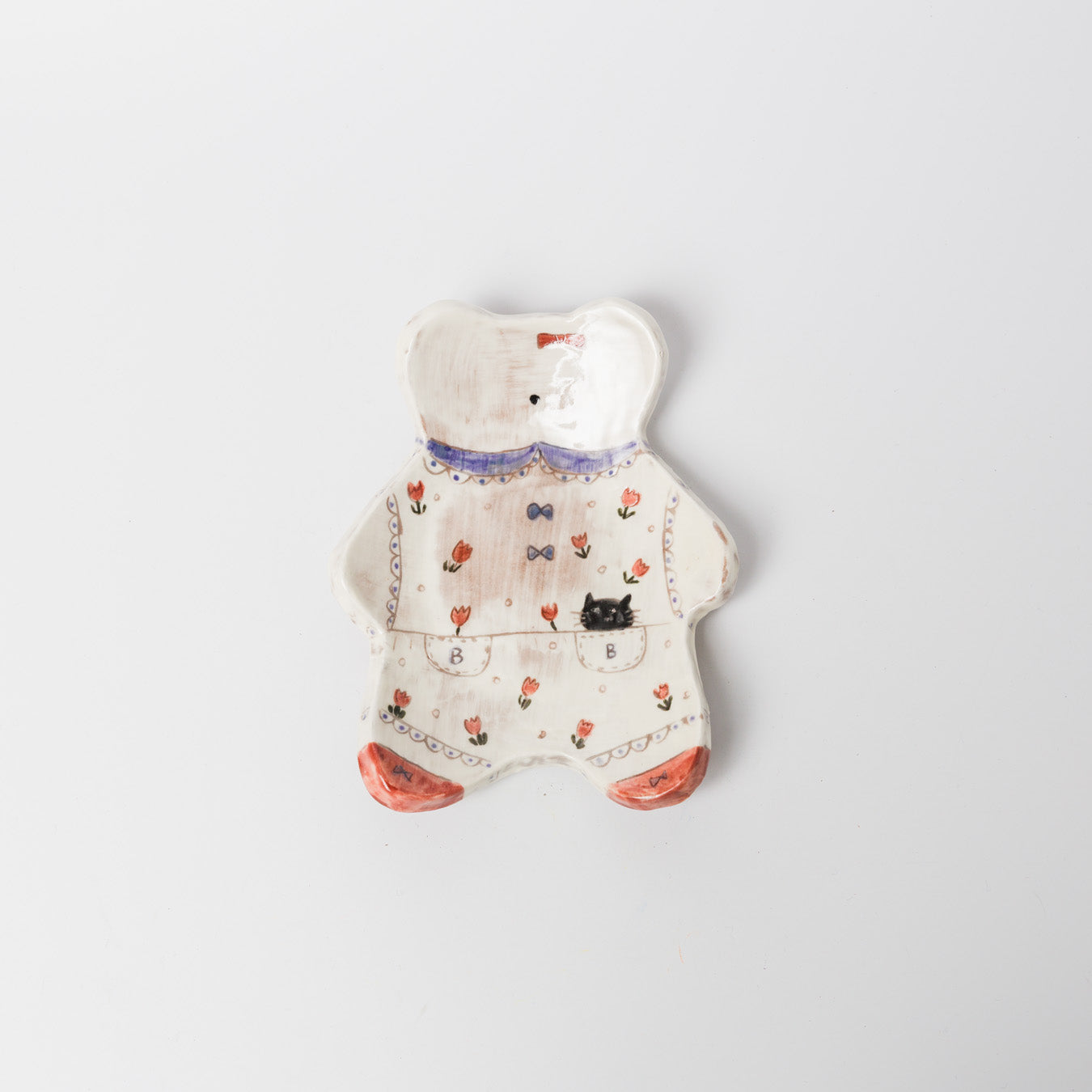 高須愛子-シロクマ皿-小花柄