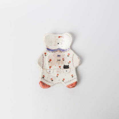 高須愛子-シロクマ皿-小花柄