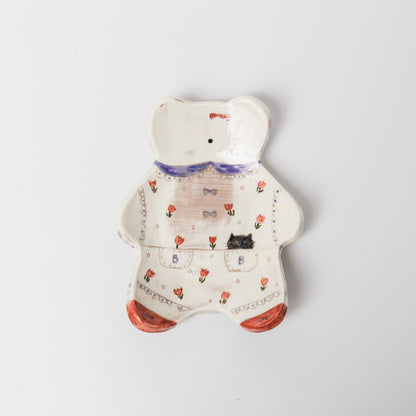 高須愛子-シロクマ皿-小花柄