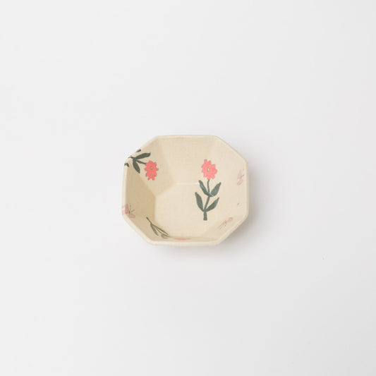 田中ちあき-花とチョウ小鉢・白