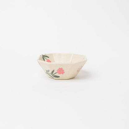 田中ちあき-花とチョウ小鉢・白