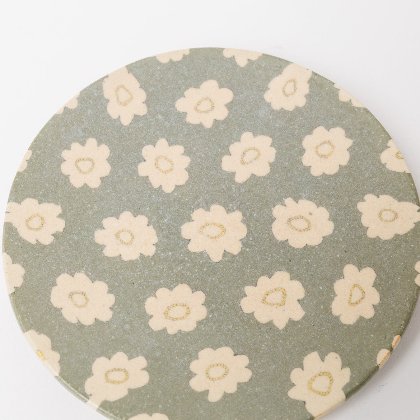 田中ちあき-フラワーパターン5寸皿・緑