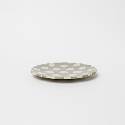 田中ちあき-フラワーパターン5寸皿・緑