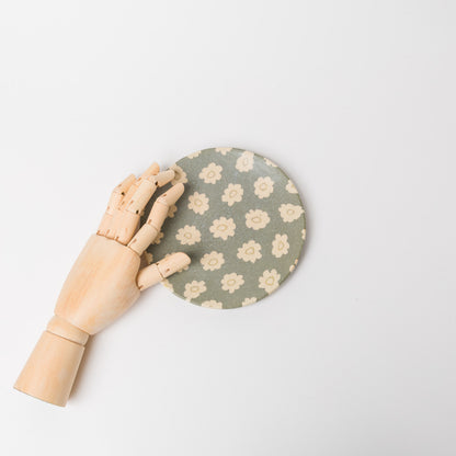 田中ちあき-フラワーパターン5寸皿・緑