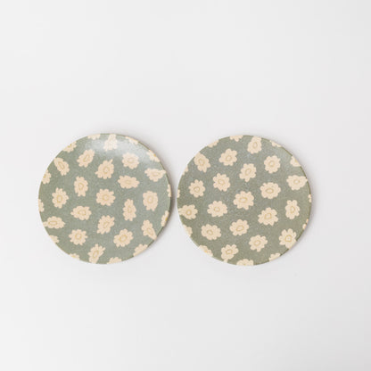 田中ちあき-フラワーパターン5寸皿・緑