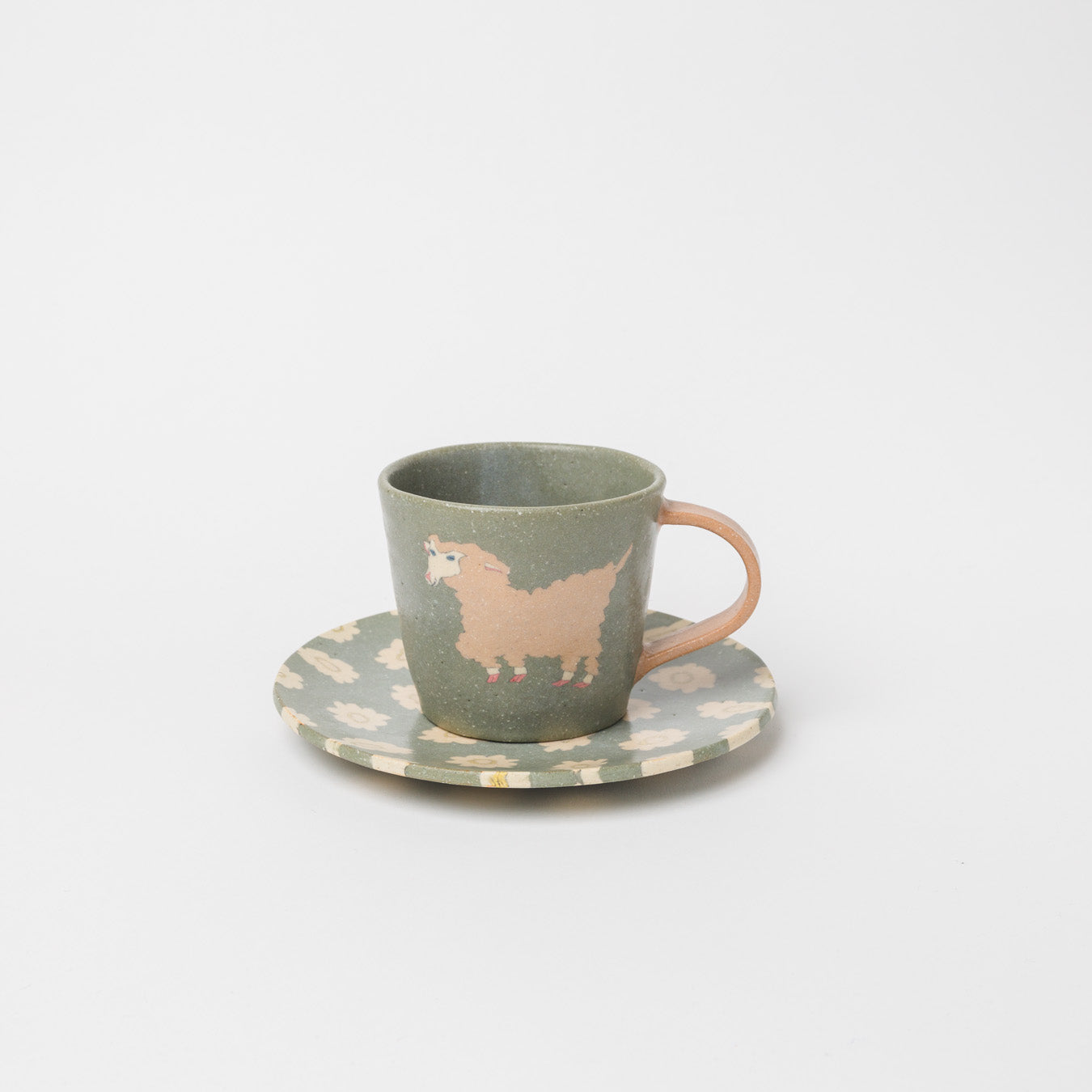 田中ちあき-フラワーパターン5寸皿・緑