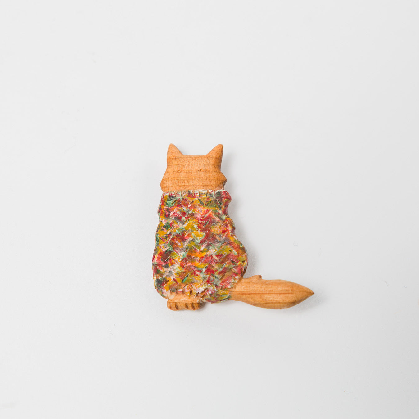 トリノコ-木のブローチ-ねこ-color knit