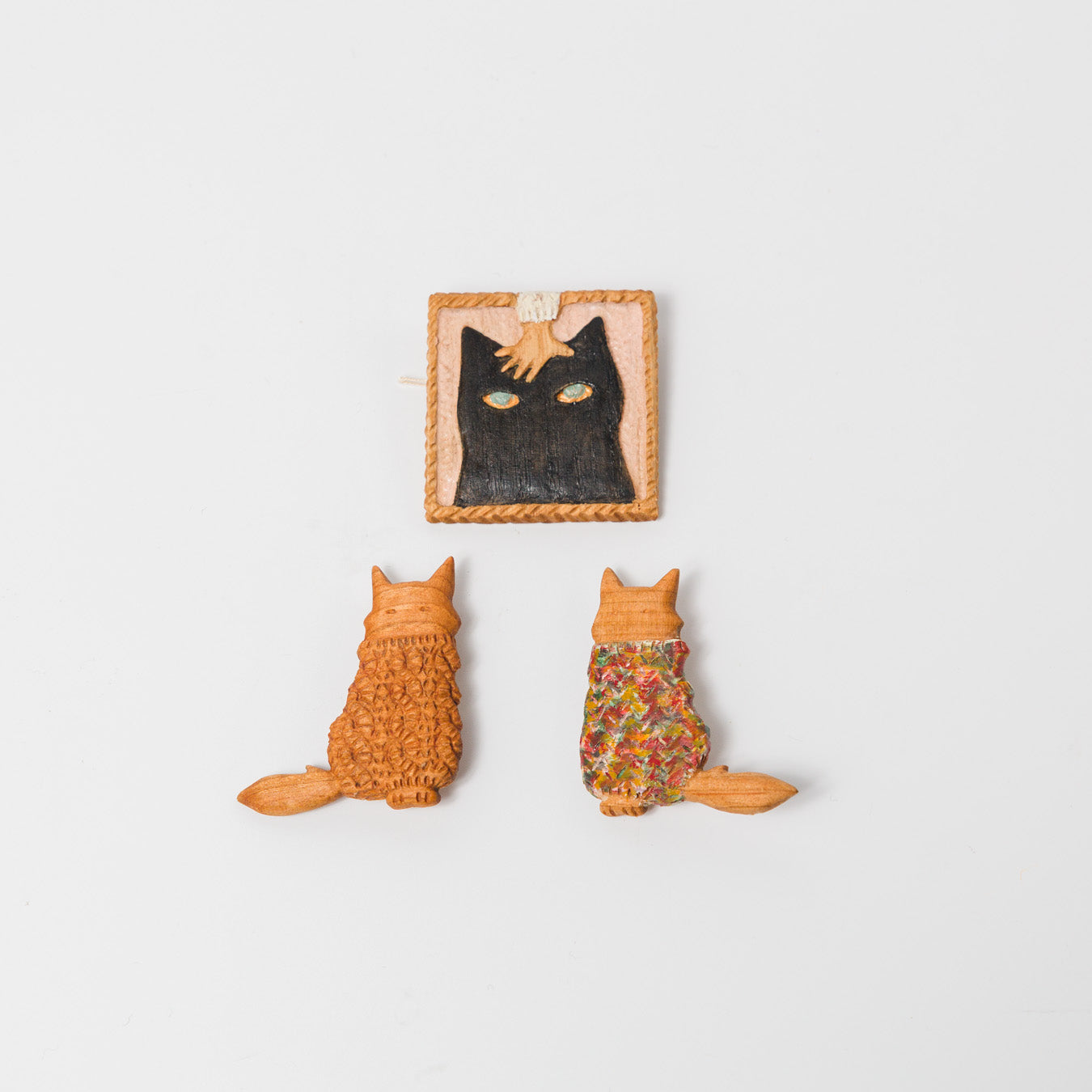 トリノコ-木のブローチ-ねこ-color knit