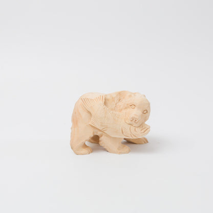 木彫り熊-利さん-喰い熊-3寸-白